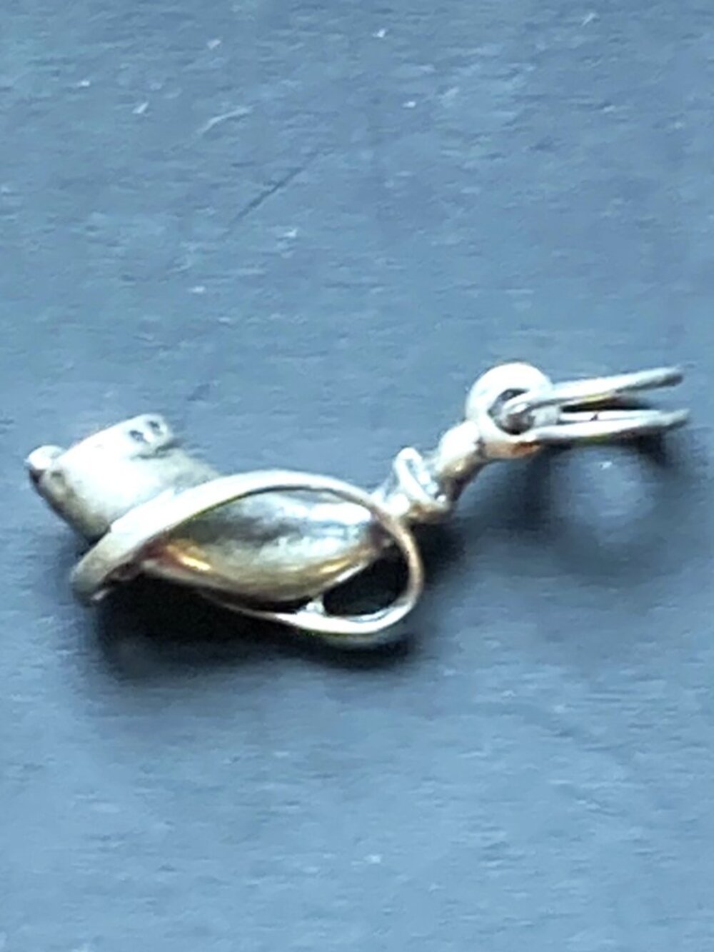 COPY Handsome horn charm or pendant in solid silver